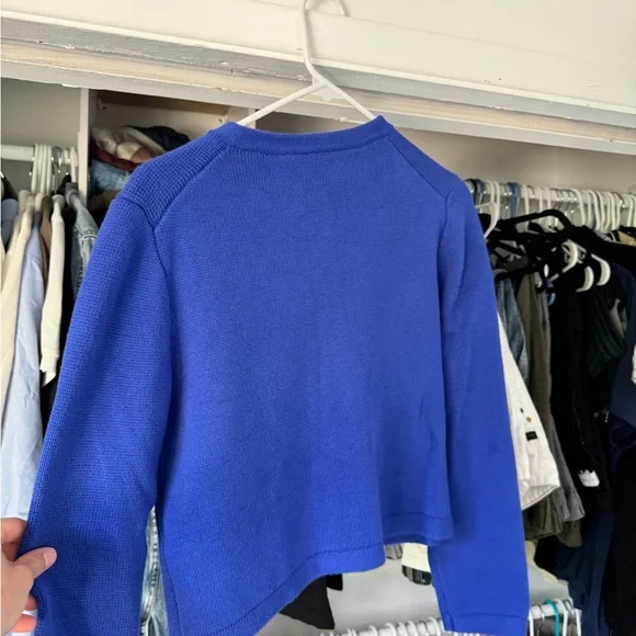 J. Crew Blue Cardigan Sweater with Gold Buttons size small - Picture 3 of 5